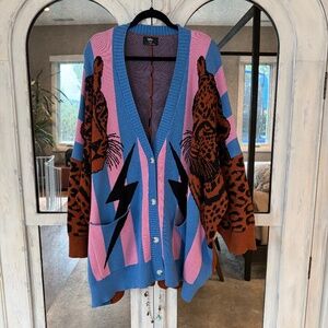 Dressed in LALA Oversized Leopard Cardigan, Sz S/M
